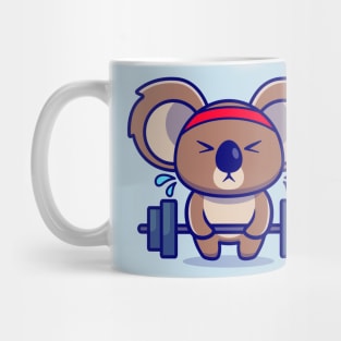 Cute Koala Lifting Barbell Cartoon Mug